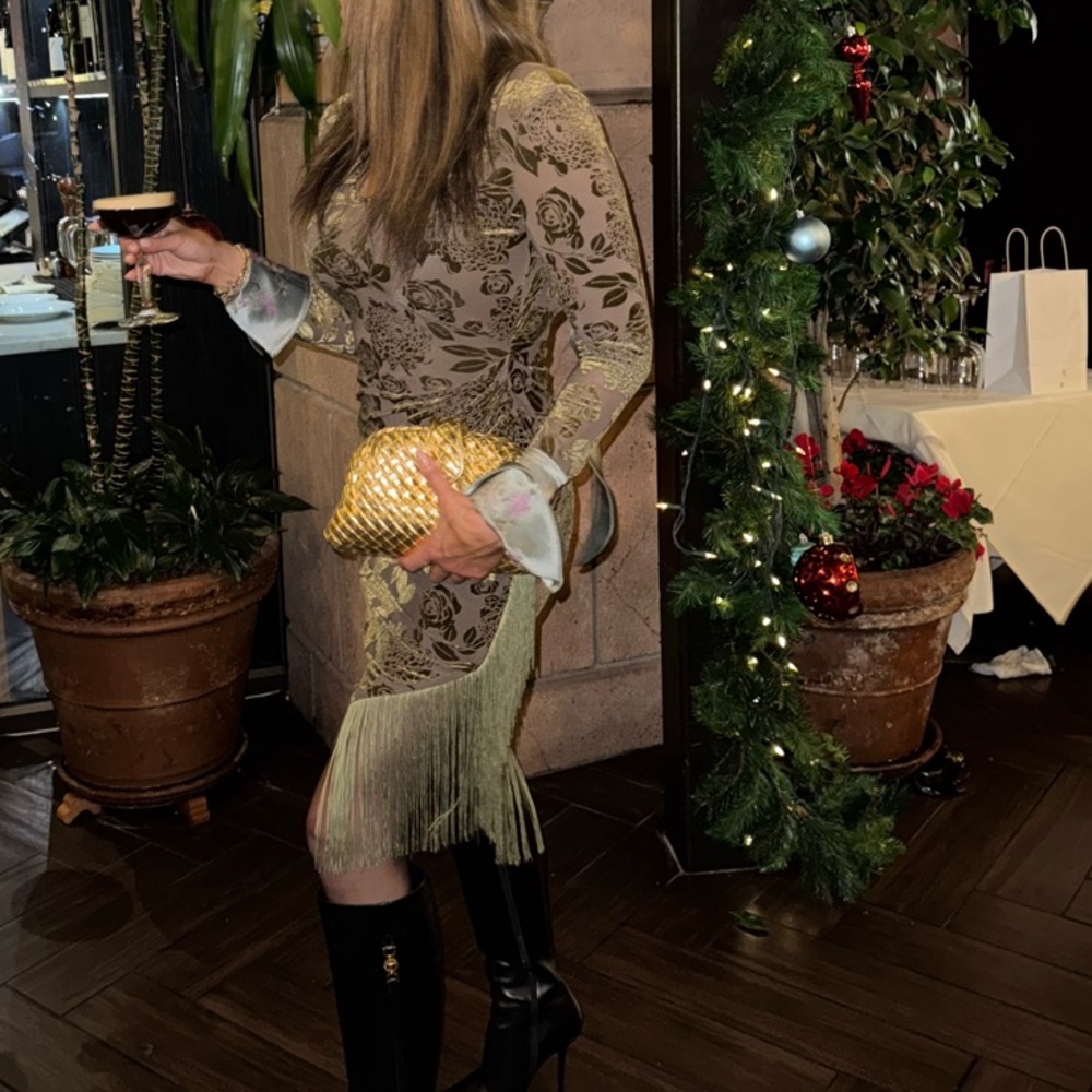 Elegant Floral Green Dress small - Picture 7 of 10